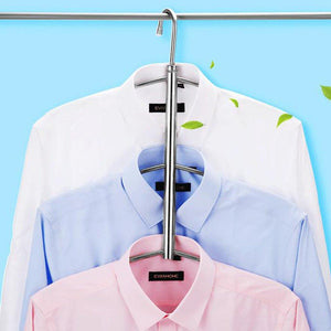 XuBa 3/5 Layers Anti-Slip Stainless Steel Sweater Shirt Hanging Clothes Hanger Clothing Storage Space Saver Fishbone Stainless Steel Hanger 5 Layers with Silicone Cover