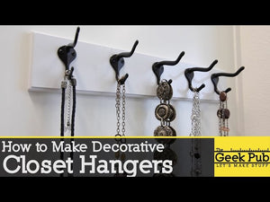 In this video Mike from TheGeekPub shows you how to make Decorative Closet Hangers (some people call these hook racks or hook rails)