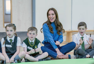 Countess Kate wore trousers & a Cefinn blouse for the first stop in Scotland