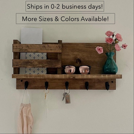 Entryway, Key Rack & Mail Organizer Coffee Mug Hanger| The Madison | Key Hooks Wall Mounted Coat Rack Leash Holder Rustic Command Center by DistressedMeNot