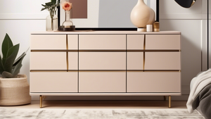 Photo of a contemporary assembly dresser in a stylish bedroom with modern decor. The dresser features sleek lines, clean finishes, and ample storage space, showcasing the ease of assembly for furnitur