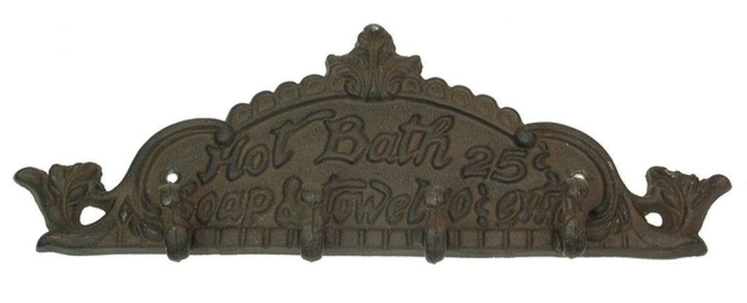 Cast Iron Wall Hook - Hot Bath 25 Cents