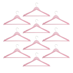 Harbour Housewares Wooden Clothes Hangers - Pastel Pink - Pack of 10