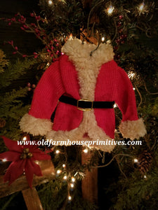 #GG5 Primitive Red Santa Coat 🎅 Christmas Tree 🎄Ornament