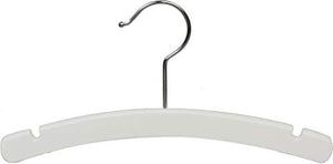 The Great American Hanger Company White Rounded Wooden Baby Hanger, Box of 50 10 Inch Wood Top Hangers w/Chrome Swivel Hook for Infant Clothes or Onesie