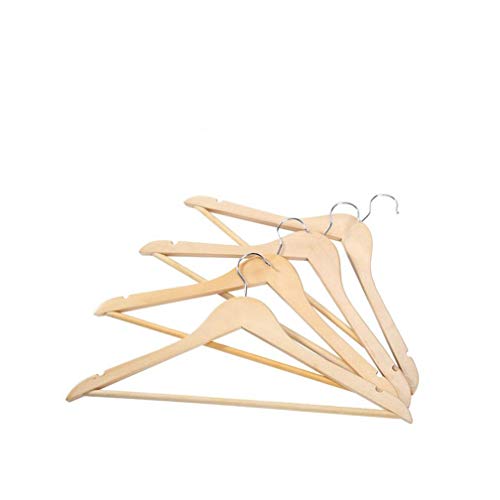 Xyijia Hanger 10 Pcs Natural Solid Wood Suit Hangers Non Slip Bar Precisely Cut Notches