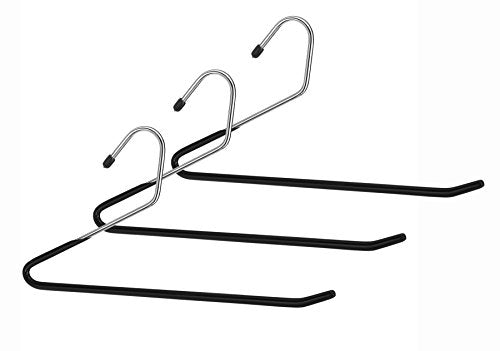 Whitmor Deluxe Slack Hanger Set of 3 Chrome / Black