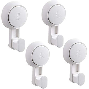 Elegear Shower Hooks Suction Bathroom Suction Cup Hooks Heavy Duty for Towel Robe Keys Loofah Powerful Wall Hooks Door Wreath Hangers, 4 Pack