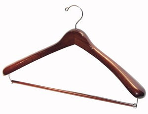 Deluxe Walnut Finish Men's Suit hanger with Chrome Plated Metal Hardware - Box of 4