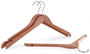 Wahdawn Aromatic Cedar Wooden Clothes Hangers Non Slip, 100% Natural Solid Wood Coat Suit Clothing Hanger (10 Pack)
