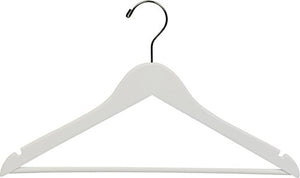 Non-Slip Wood 17" Notched Closet Hanger with Suit Bar Lot of 100 White New
