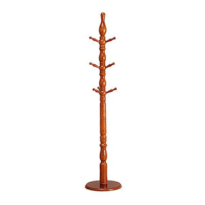 LXLA-Coat rack Floor Hanger Assembly Solid Wood Home Bedroom Clothes Rack European Modern Simple (Color : Teak color)