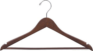 Non-Slip Wood 17" Notched Closet Hanger with Suit Bar Lot of 100 Walnut New