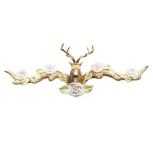Vintage Cast Deer Head Antlers Wall Hooks ( 6 HOOKS) Coat Rack for Hanging Hat Scarf Bag Key Clothes Bathroom Kitchen Towel Holder Christmas Reindeer Deer Hanger Rack Wall Decoration Wedding Gift