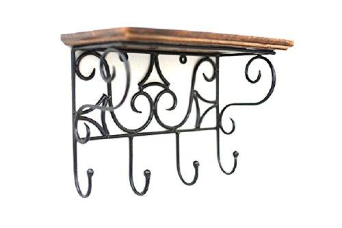Wooden and Wrought Iron Wall Bracket (Brown, Standard Size)