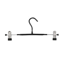 LQFLD Hanger Stainless Steel Pants Skirt Slack Hangers with 2-Non-Slip Adjustable Clips with Rubber Protective Cover- Never Bend and Rust Resistant 10-Pack,Black