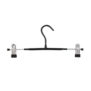 LQFLD Hanger Stainless Steel Pants Skirt Slack Hangers with 2-Non-Slip Adjustable Clips with Rubber Protective Cover- Never Bend and Rust Resistant 10-Pack,Black