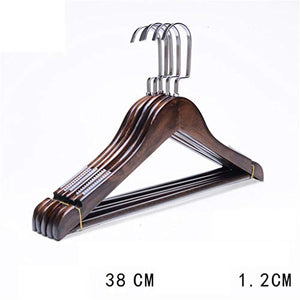 Durable Wooden Clothes Hangers Pack of 10 Wood Coat Suit Hangers with Non Slip Trouser Bar, 360° Swivel Hooks for Hotel/Home/Clothing Store -10 Pack,38cm