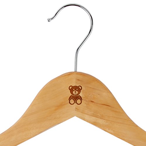 Teddy Bear Maple Clothes Hangers - Wooden Suit Hanger - Laser Engraved Design - Wooden Hangers for Dresses, Wedding Gowns, Suits, and Other Special Garments