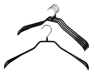 Mawa by Reston Lloyd BodyForm Series Non-Slip Space-Saving Extra Wide Clothes Hanger For Jackets, Suits & Coats, Style 46/L, Set of 5, Black