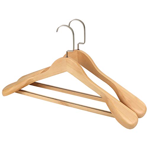 Adult Solid Wood Coat Hanger, Suit Hanger, Jacket Hanger with Sturdy Non-Slip Bar/Smooth Finish/Wide Shoulder-10pack,E,45CM