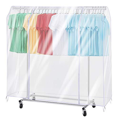 ZZone Garment Rack Cover,Transparent PEVA Clothing Rack Cover, Clear Clothes dustproof Waterproof Cover (70X20X52 inch)