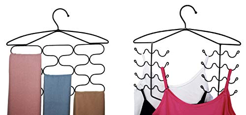 CAXXA Combo Pack Bra Camisole Dress Tank Top Hanger + 13 Sections Scarf Tie Belt Holder | Closet Bedroom Mudroom Organizer Storage Holder, Bronze