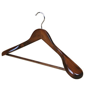 QzzieLife Wooden Solid Wide Shoulder Suit Hangers Non-Slip Clothes Hangers for Men 5-Pack