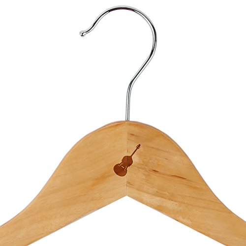 Upright Bass Maple Clothes Hangers - Wooden Suit Hanger - Laser Engraved Design - Wooden Hangers for Dresses, Wedding Gowns, Suits, and Other Special Garments