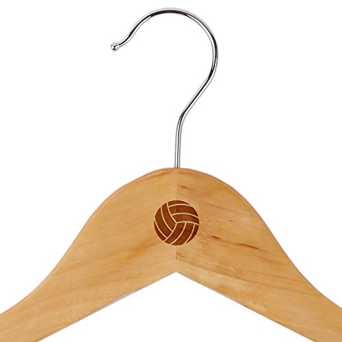 Volleyball Maple Clothes Hangers - Wooden Suit Hanger - Laser Engraved Design - Wooden Hangers for Dresses, Wedding Gowns, Suits, and Other Special Garments