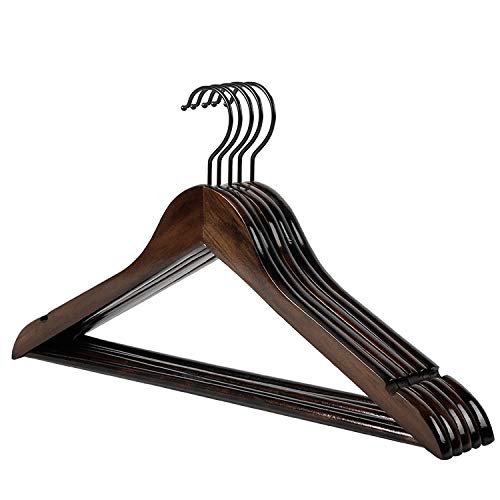 LCYCN hanger Retro Solid Wooden Suit Hangers with Anti-Rust Hooks and Non-Slip Bar-10 Pack,44.51.2cm