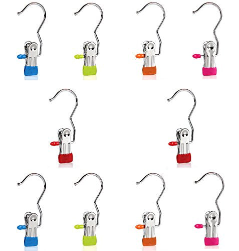 Baihoo Set of 10 Color Collection Laundry Hooks Pins Boot Hanger Clips Home Travel Portable