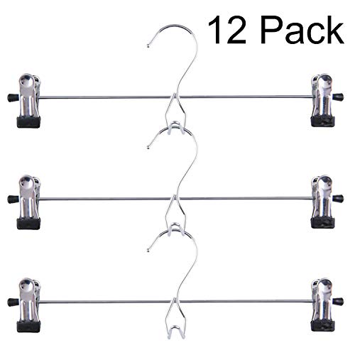 Tosnail 12 Pack Skirt Hangers Add-On Hangers Stackable Hangers Cascading Hangers Pants Hangers with Clips