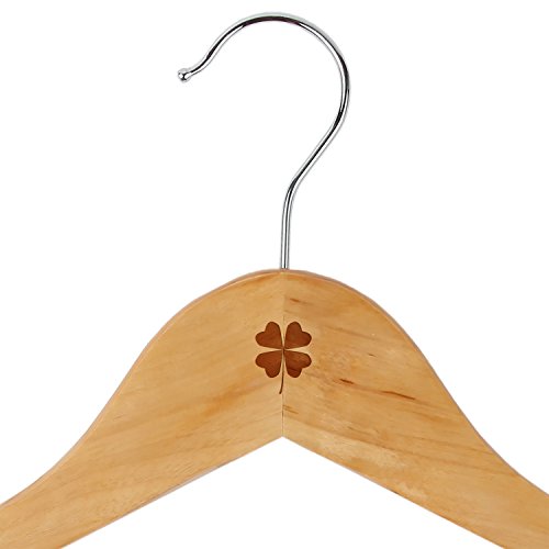 Shamrock Maple Clothes Hangers - Wooden Suit Hanger - Laser Engraved Design - Wooden Hangers for Dresses, Wedding Gowns, Suits, and Other Special Garments
