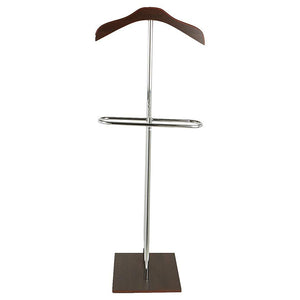 Vanity Valet Stand Stainless Steel Valet Suit Rack Holds One Full Suit Which Includes Jacket Tie Shoes Pants Made of Stainless Steel Dark Wooden Dark Brown Simple Assembly Required 11.81x17.72x46.26