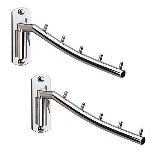 Hellonexo Folding Wall Mounted Clothes Hanger Rack Wall Clothes Hanger Stainless Steel Swing Arm Wall Mount Clothes Rack Heavy Duty Drying Coat Hook Clothing Hanging System Closet Storage Organizer