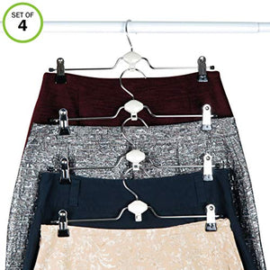 Evelots Metal Non Slip Rubber Coated Cascading Pant, Skirt Clip Hangers, Set/4