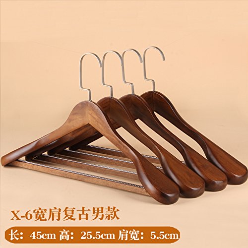 SHRCDC Natural Wood/Hanger 10Pack/Anti-Skid/(23-46.5Cm) Flocking/Thickening/Widening/Adult Children/Shirts/Skirts/Pants For Hangers,10 Pieces,M-45Cm