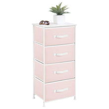 Buy mdesign 4 drawer vertical dresser storage tower sturdy steel frame wood top and easy pull fabric bins multi bin organizer unit for child kids bedroom or nursery light pink white