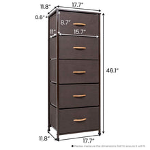 Discover the best crestlive products vertical dresser storage tower sturdy steel frame wood top easy pull fabric bins wood handles organizer unit for bedroom hallway entryway closets 5 drawers brown
