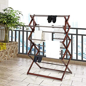 LE Household Floor Drying Rack,Simple Drying Rack Double Coat Rack Folding Coat Rack Balcony Hanger A