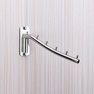 Folding Wall Mounted Clothes Hanger Rack Wall Clothes Hanger Stainless Steel Swing Arm Wall Mount Clothes Rack Heavy Duty Drying Coat Hook Clothing Hanging System Closet Storage Organizer - 1Pack