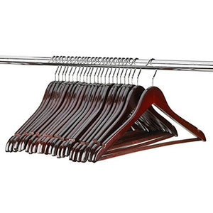 FLORIDA BRANDS 48 Pack Solid Mahogany Wood Suit Hangers | Standard Size Suit Hangers with Non Slip Bar and Precisely Cut Notches| Polished Chrome Hook |Durable Wooden Hangers