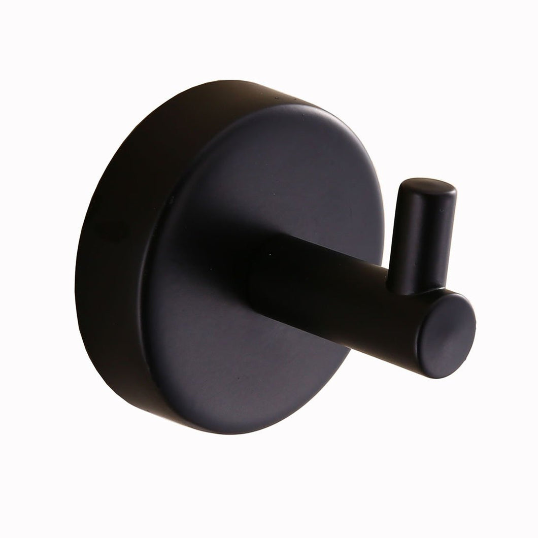 QiuQiu 304 Stainless Steel Kitchen Wall Mounted Towel Hooks Coat Matte Black Finished Robe Cloth Hanger Hooks, Round Base