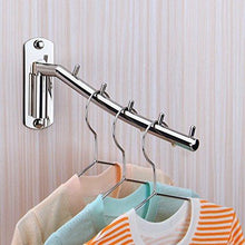 Folding Wall Mounted Clothes Hanger Rack Wall Clothes Hanger Stainless Steel Swing Arm Wall Mount Clothes Rack Heavy Duty Drying Coat Hook Clothing Hanging System Closet Storage Organizer - 1Pack