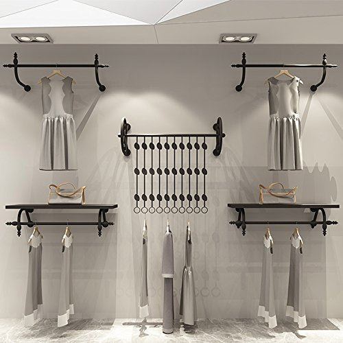 COAT RACK ZHIRONG Iron Art Black Wall Hanger Shelves Clothing Store Clothing Display Stand 5 Pieces (Color : 300CM)
