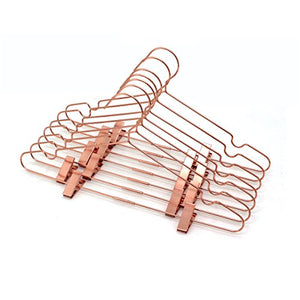 Koobay 10Pack 17" Metal Hook Wire Rose Gold Copper Hangers with Clips Clothes Stroage Coat Hangers