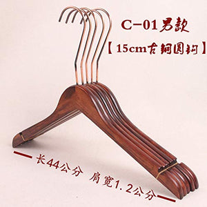 Xyijia Hanger (10Pcs/ Lot Wood Hanger Clothing Store Retro Wooden Clothes Support Pants Rack with Bronze Long Round Hook