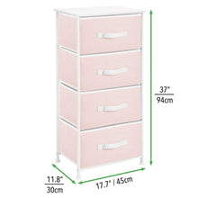 Cheap mdesign 4 drawer vertical dresser storage tower sturdy steel frame wood top and easy pull fabric bins multi bin organizer unit for child kids bedroom or nursery light pink white