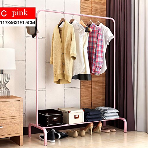 LXLA- Household Coat Rack Modern Simple Coat Rack Floor Hanger Bedroom Steel Hanger Clothes Stand (Color : Pink)